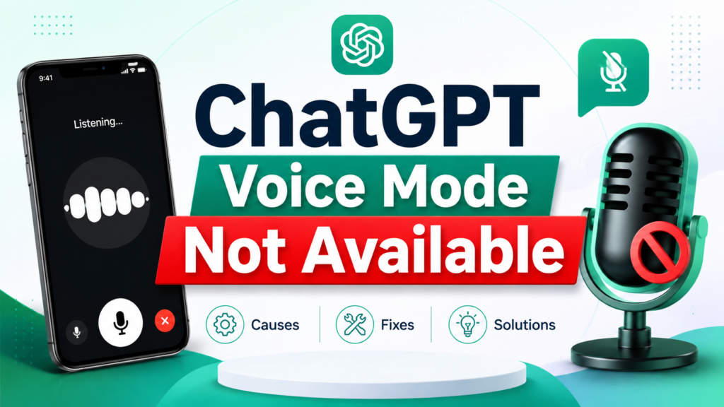 ChatGPT voice mode not available error on smartphone screen with troubleshooting options